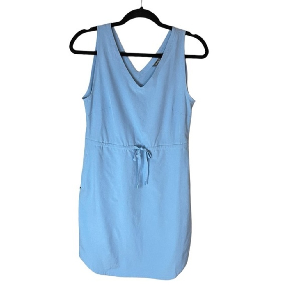 Eddie Bauer Blue Sleeveless Dress Zipper Pockets Adjustable Waist Size XS